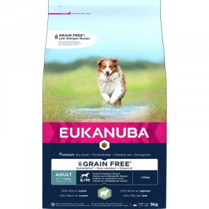 EUKANUBA DOG S/M LAMB GRAIN FREE sausā barība suņiem Jērs 3kg